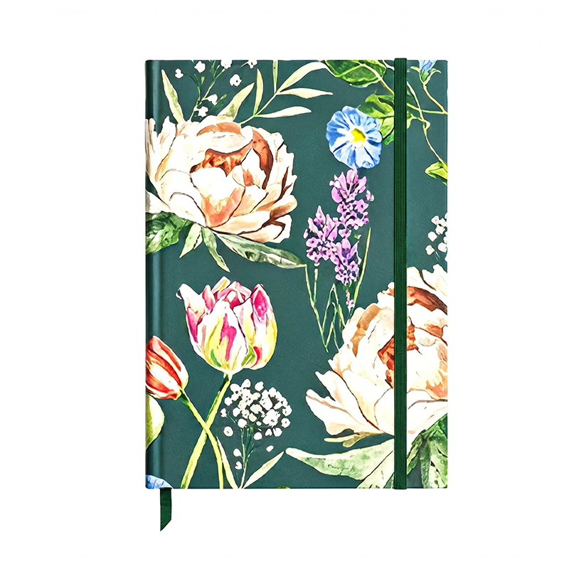 Colorful Floral Print Strap Notebook