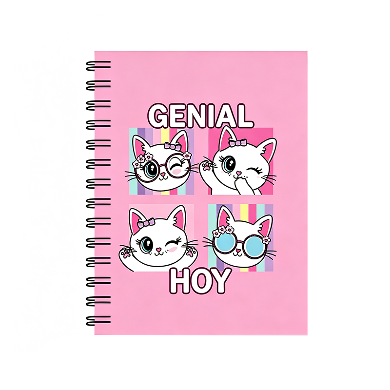 Cute Pink White Cat Spiral Notebook