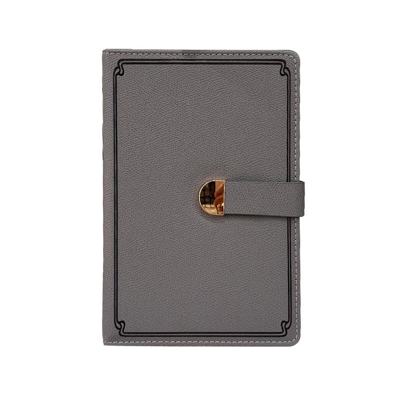 Round Gold Buckle PU Leather Office Notebooks