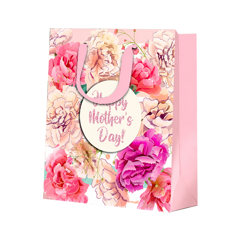 Pink Floral Vertical Present Bags